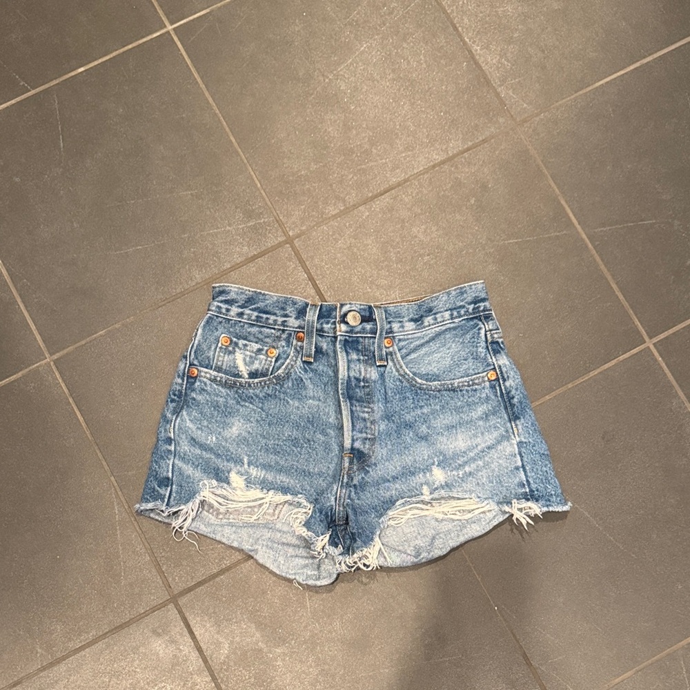 Levi's Blue Distressed Jean Shorts